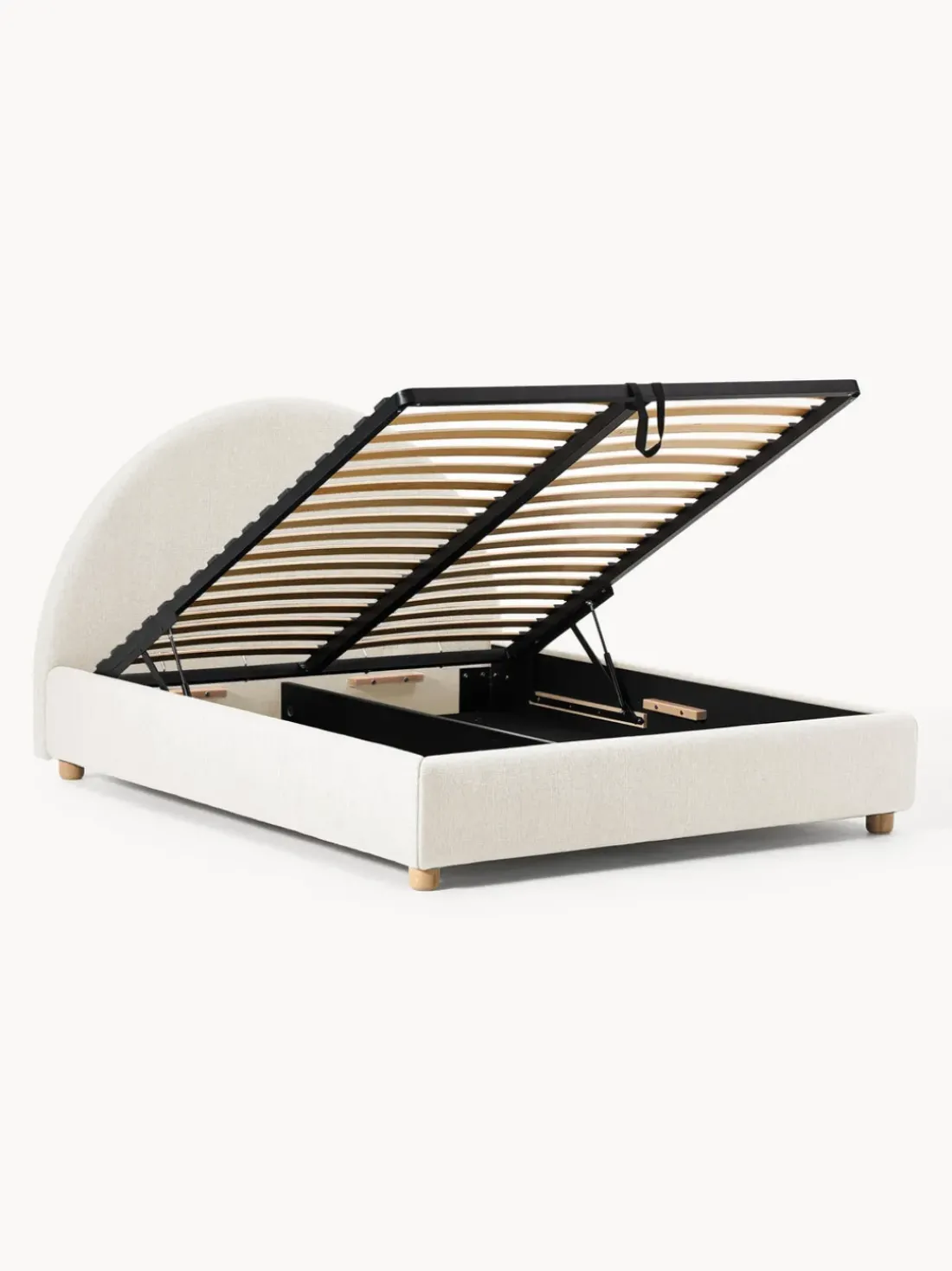 Cama tapizada Ebba, con espacio de almacenamiento