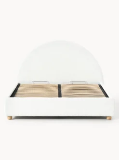 Cama tapizada en borreguillo Ebba, con espacio de almacenamiento