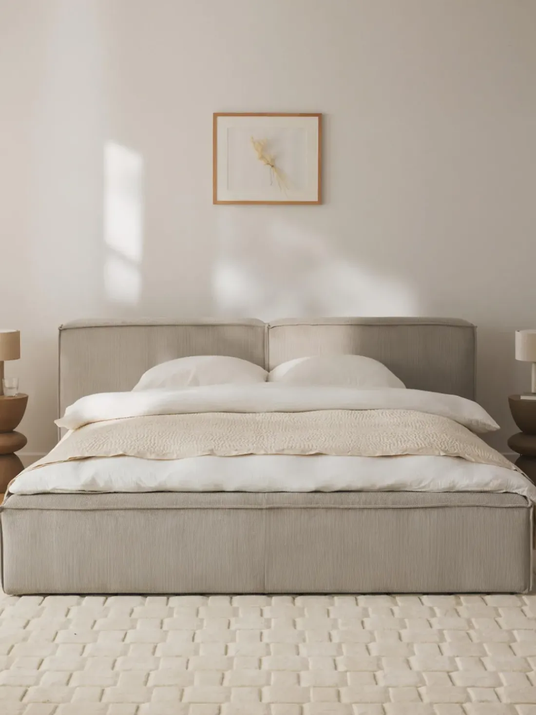 Cama tapizada en pana Lennon