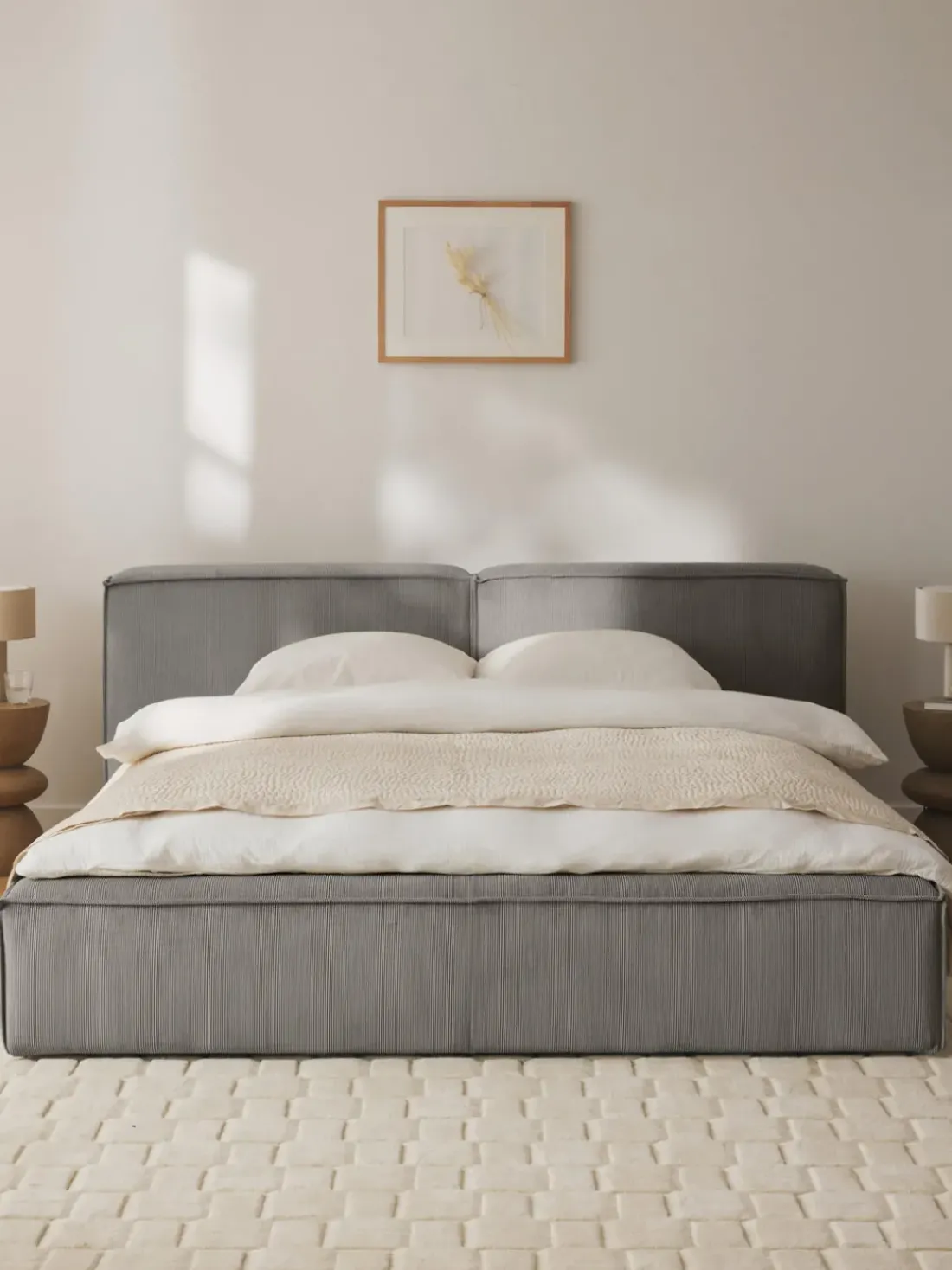 Cama tapizada en pana Lennon