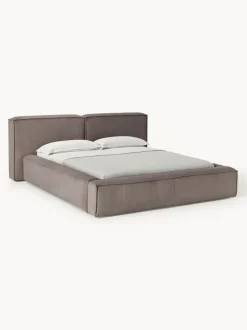 Cama tapizada en pana Lennon, con espacio de almacenamiento