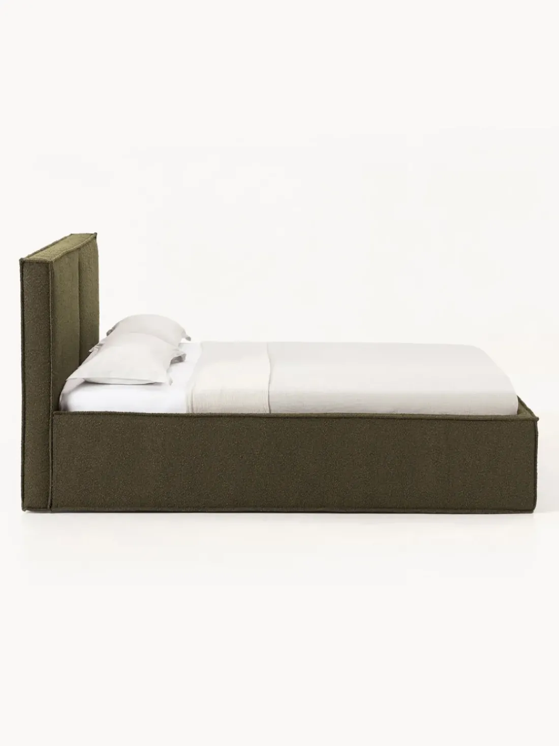 Cama tapizada en tejido bouclé con espacio de almacenamiento Dream