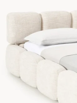 Cama tapizada en tejido bouclé con espacio de almacenamiento Tayla