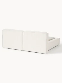 Cama tapizada en tejido bouclé Lennon, con espacio de almacenamiento