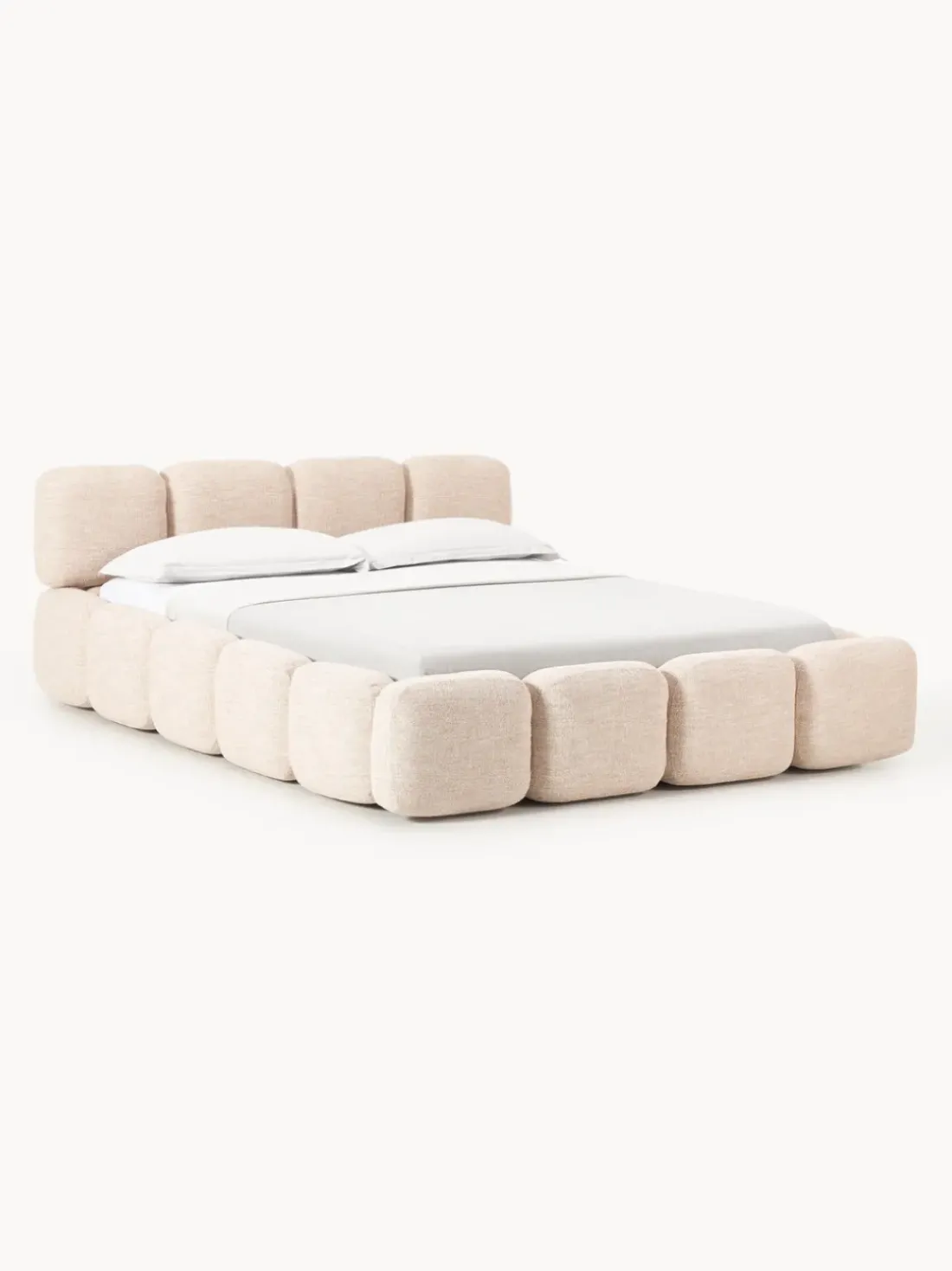 Cama tapizada en tejido bouclé Tayla