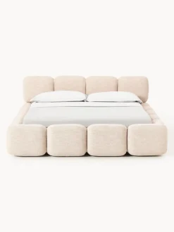 Cama tapizada en tejido bouclé Tayla