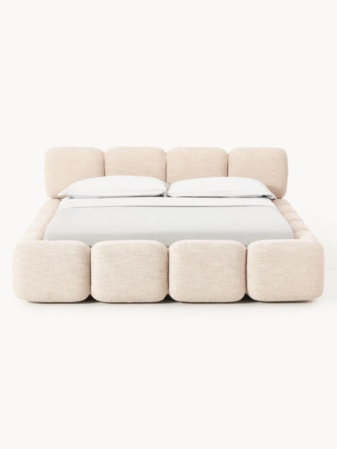 Cama tapizada en tejido bouclé Tayla