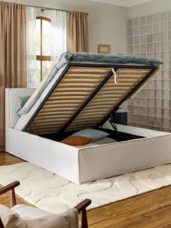 Cama tapizada en tejido bouclé con espacio de almacenamiento Dream