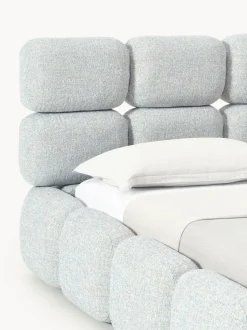 Cama tapizada en tejido bouclé con espacio de almacenamiento Tayla