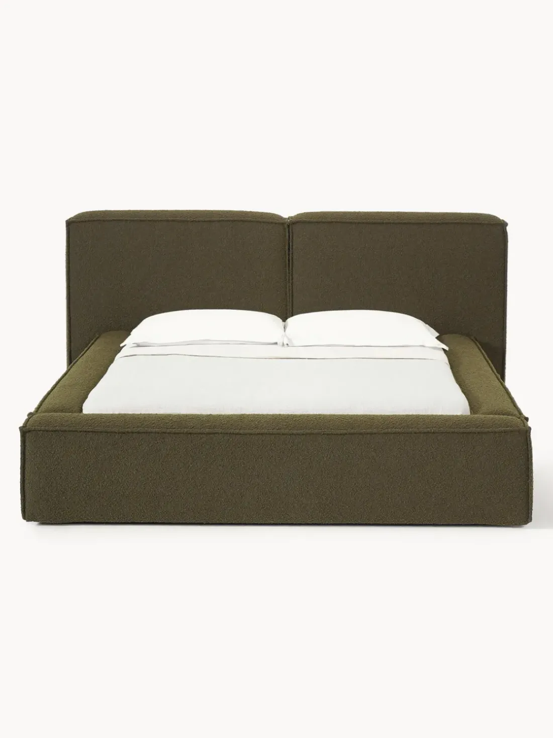 Cama tapizada en tejido bouclé Lennon