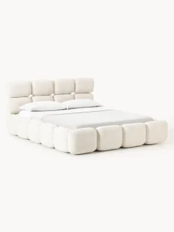 Cama tapizada en tejido bouclé Tayla