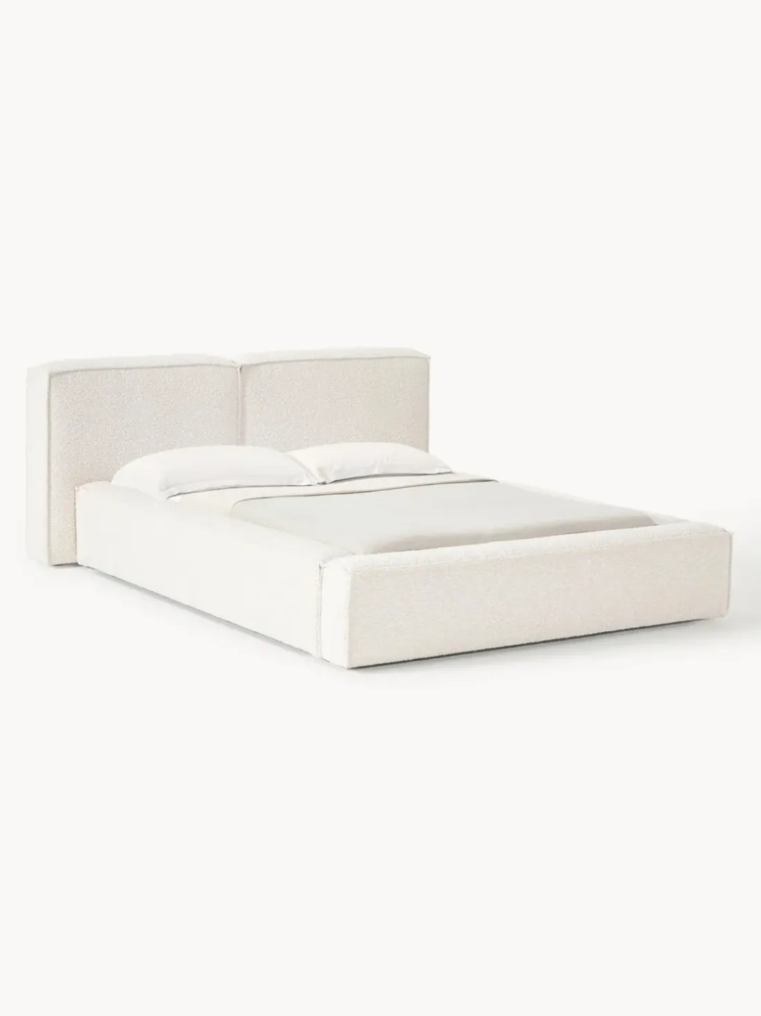 Cama tapizada en tejido bouclé Lennon