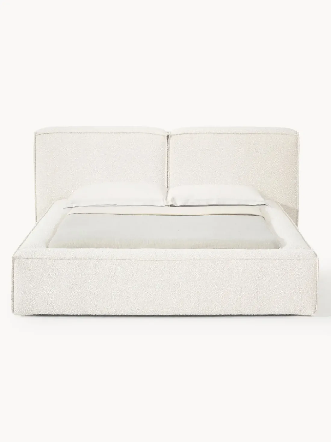 Cama tapizada en tejido bouclé Lennon