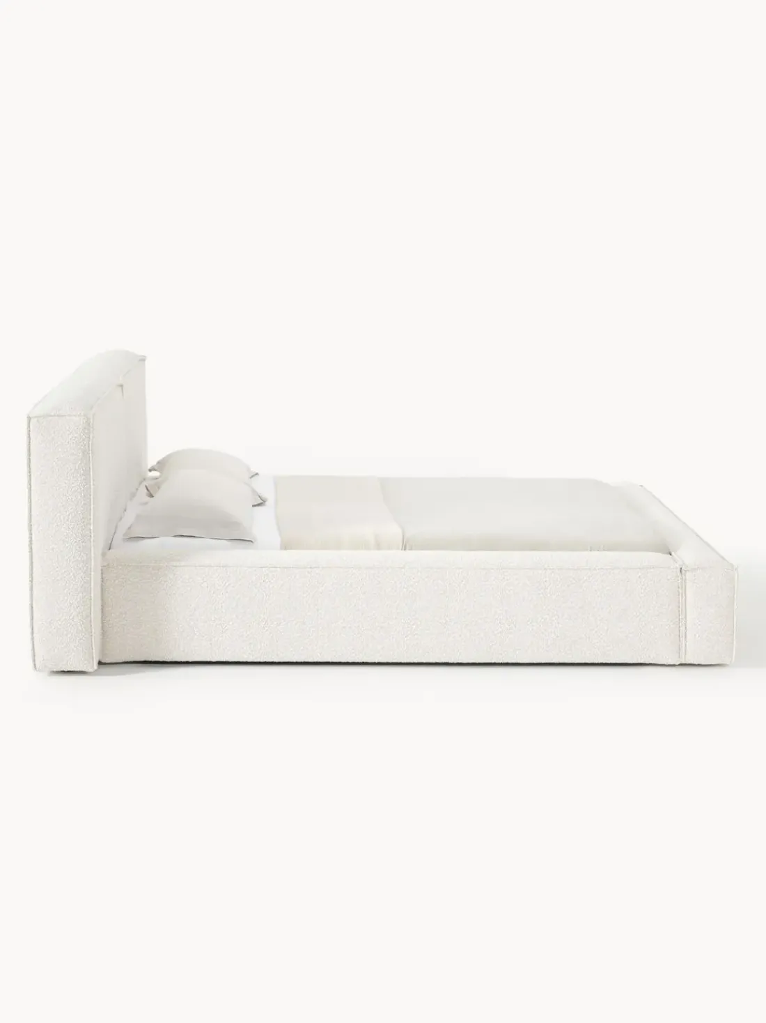Cama tapizada en tejido bouclé Lennon