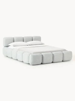 Cama tapizada en tejido bouclé Tayla