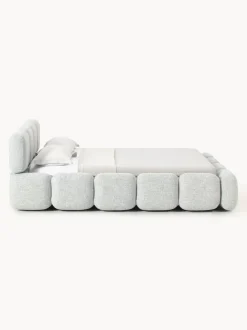 Cama tapizada en tejido bouclé Tayla