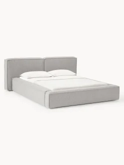 Cama tapizada en tejido bouclé con espacio de almacenamiento Lennon