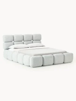 Cama tapizada en tejido bouclé Tayla
