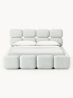 Cama tapizada en tejido bouclé Tayla