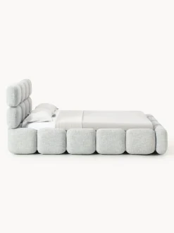 Cama tapizada en tejido bouclé Tayla