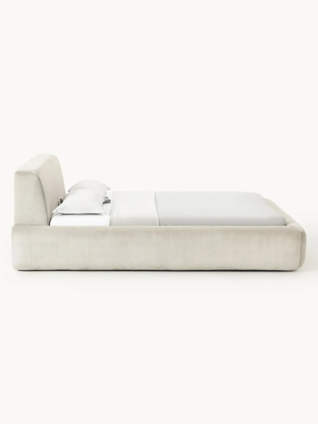 Cama tapizada Melva, con espacio de almacenamiento
