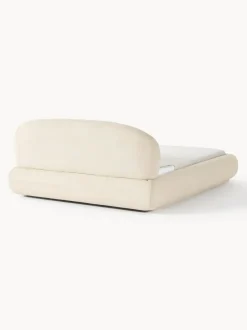 Cama tapizada redondeada en tejido bouclé Alba