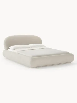 Cama tapizada redondeada en tejido bouclé Alba