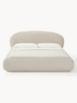 Cama tapizada redondeada en tejido bouclé Alba