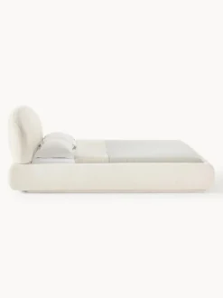 Cama tapizada redondeada en tejido bouclé Alba