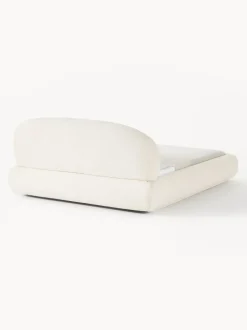 Cama tapizada redondeada en tejido bouclé Alba