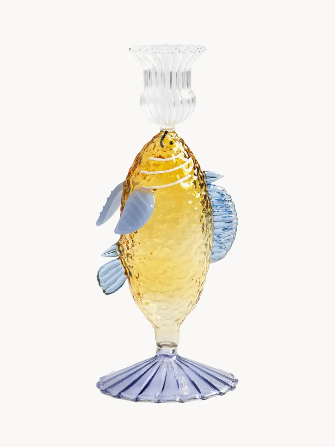 Candelabro artesanal de vidrio borosilicato Fish