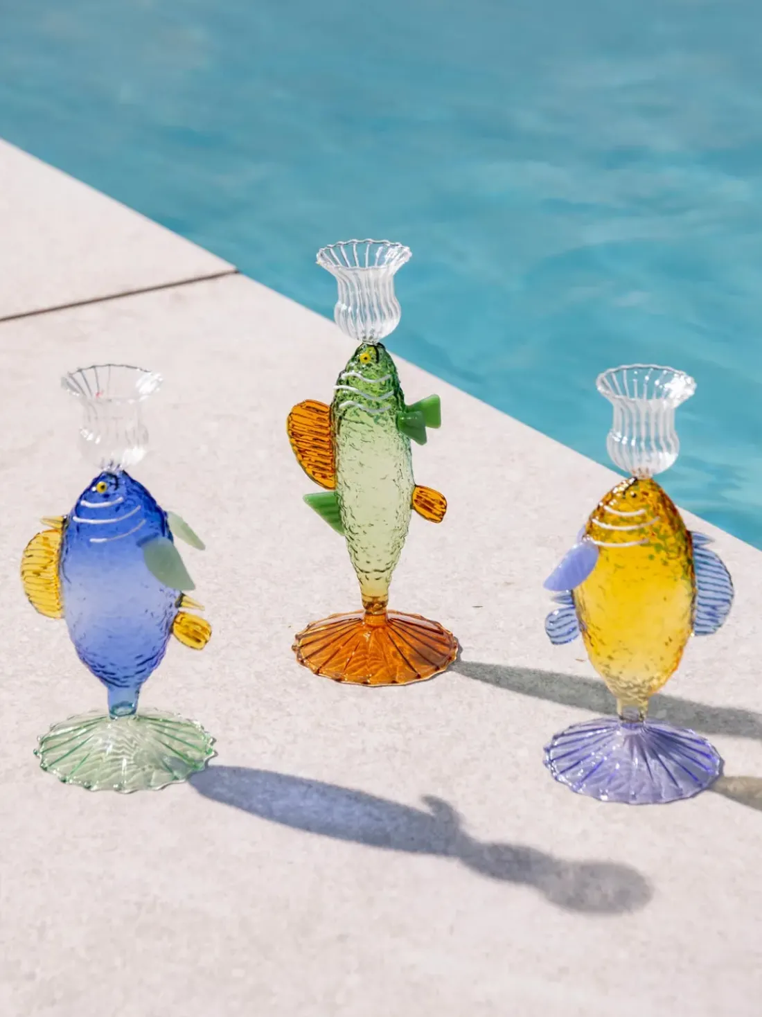 Candelabro artesanal de vidrio borosilicato Fish