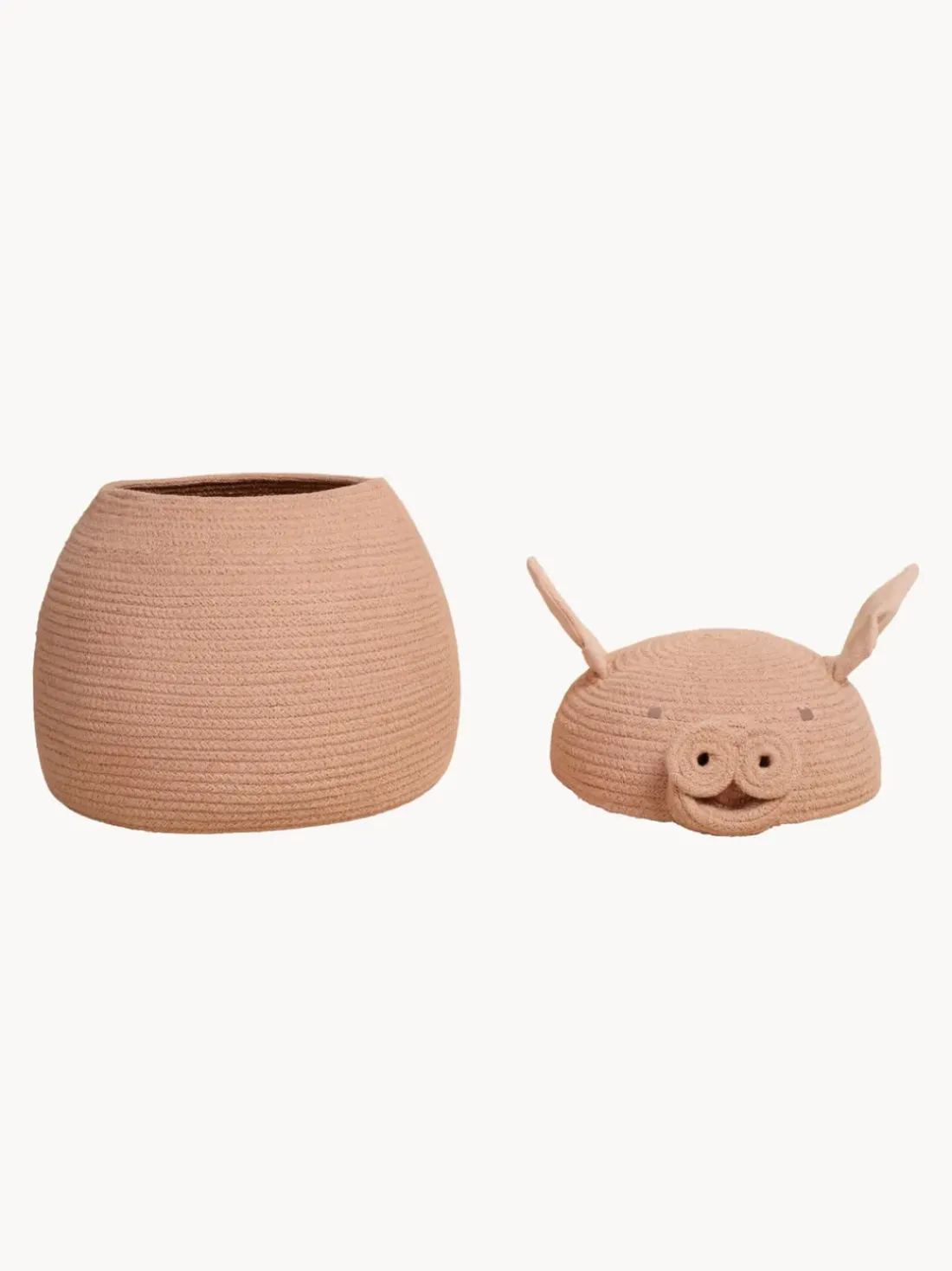 Cesta de almacenamiento artesanal con tapa Peggy the Pig