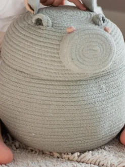 Cesta de almacenamiento artesanal con tapa Henry the Hippo