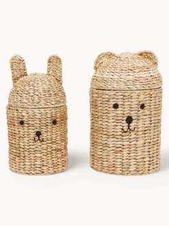 Cestas artesanales con tapaderas Bear & Rabbit, 2 uds.