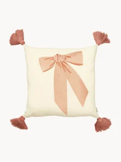 Cojín acogedor de algodón orgánico con borlas Bows