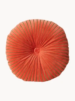 Cojín redondo artesanal de algodón Ripple, Ø 50 cm