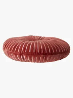 Cojín redondo artesanal de algodón Ripple, Ø 35 cm