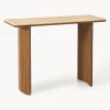 Consola de madera de roble con tablero de travertino Chandler