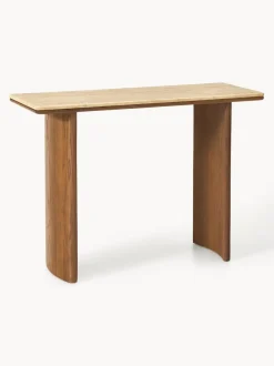Consola de madera de roble con tablero de travertino Chandler
