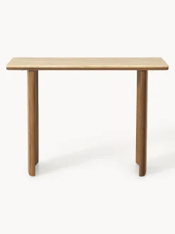 Consola de madera de roble con tablero de travertino Chandler