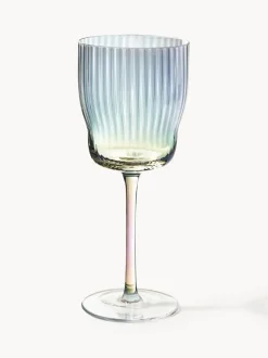 Copas de vino sopladas con relieve y brillo nacarino Juno, 4 uds.