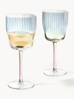 Copas de vino sopladas con relieve y brillo nacarino Juno, 4 uds.