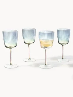 Copas de vino sopladas con relieve y brillo nacarino Juno, 4 uds.