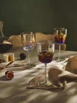 Copas de vino sopladas con relieve y brillo nacarino Juno, 4 uds.