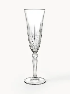 Copas flauta de champán de cristal con relieve Melodia, 6 uds.
