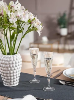 Copas flauta de champán de cristal con relieve Melodia, 6 uds.