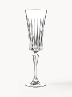 Copas flauta de champán de cristal con relieve Timeless, 6 uds.