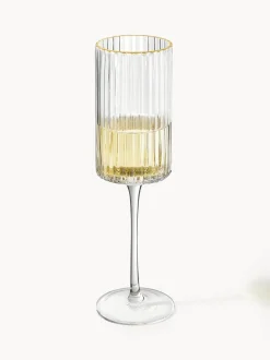Copas flauta sopladas con borde dorado Aleo, 4 uds.
