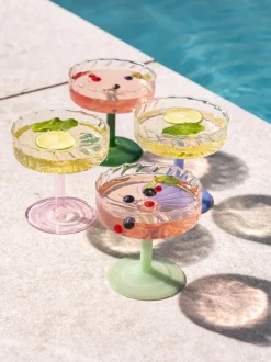 Copas pompadour de champán artesanales de vidrio de borosilicato Twirl, 2 uds.